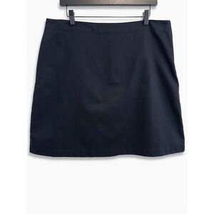 Lands' End Skort Women 14 Black Cotton Blend Twill Side Zip Mini Classic Skirt